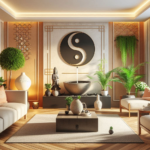 Interior of a well-designed living room with balanced Feng Shui elements, promoting harmony and positive energy flow."