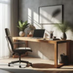 Modern home office with ergonomic furniture and stylish decor, designed for productivity and comfort - VirtuDecor